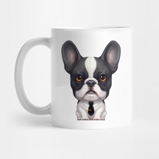 Brindle Pied French Bulldog Wearing a Tie Mug